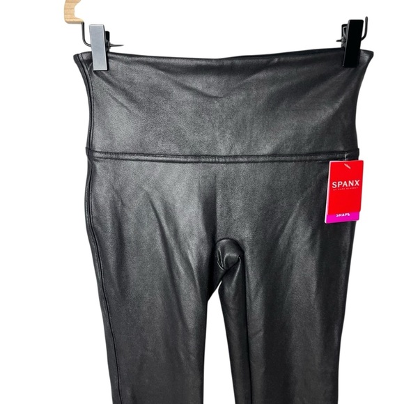 SPANX Faux Leather Leggings Black Size Medium High-Waisted - Picture 4 of 10